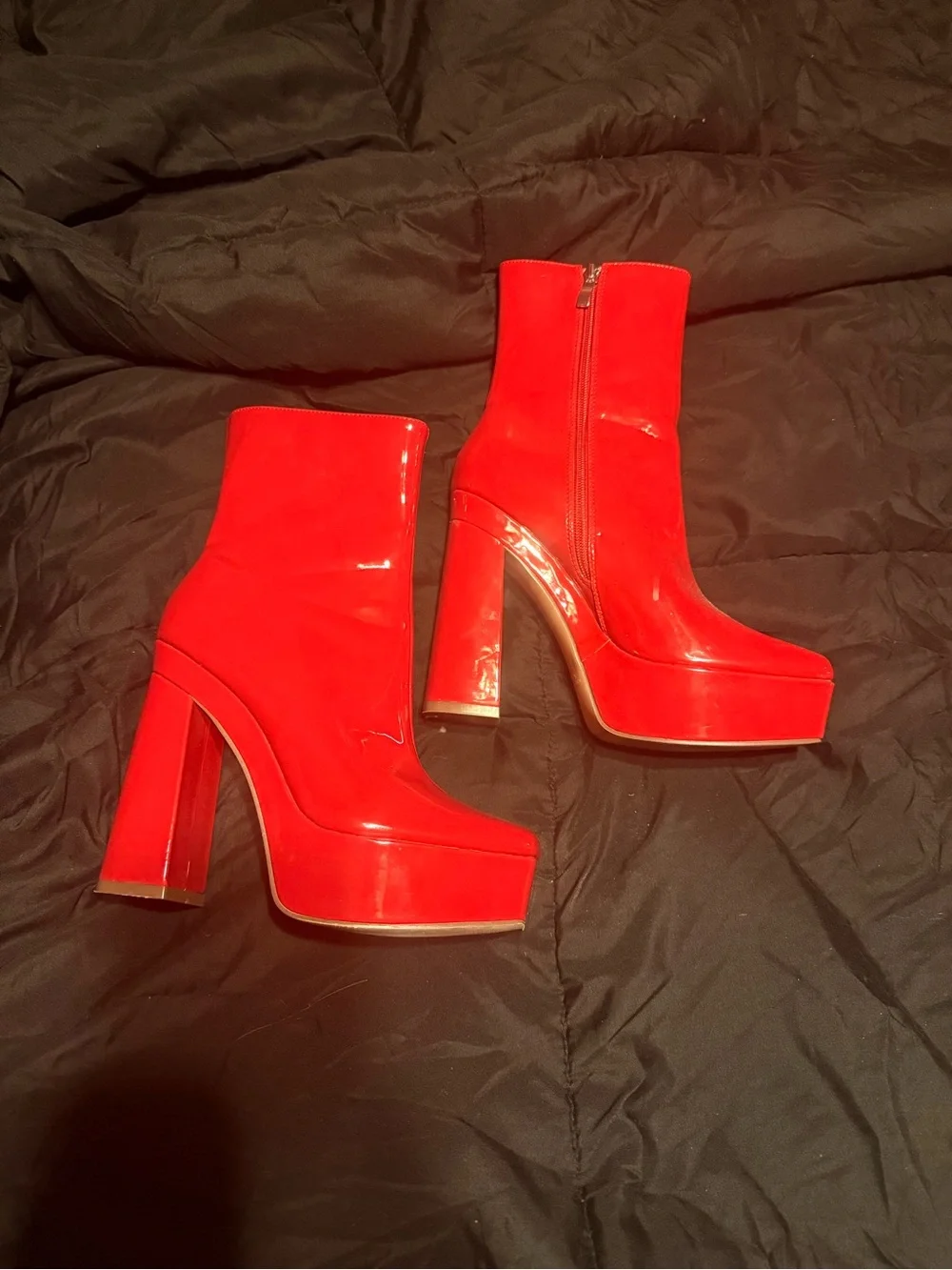 Red Platform Ankle Boots for Women